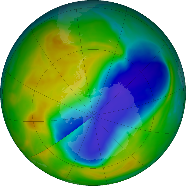 Antarctic ozone map for 03 November 2024